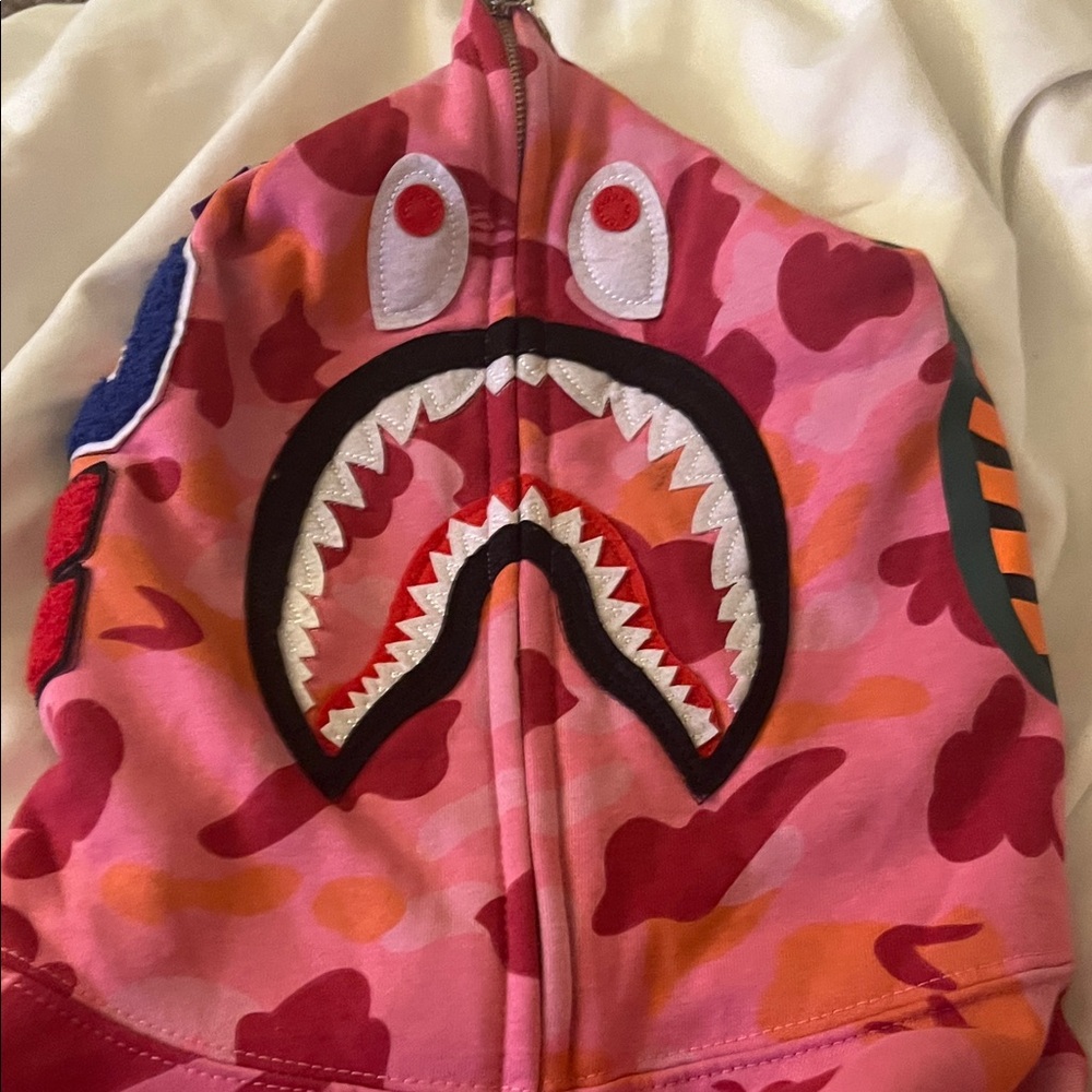 Bape Pink Camo Shark Zip Up Sweater
